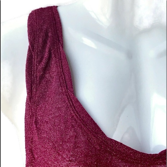 Free People Asymmetrical Plum Sparkle Tank Top, SM - Picture 5 of 7